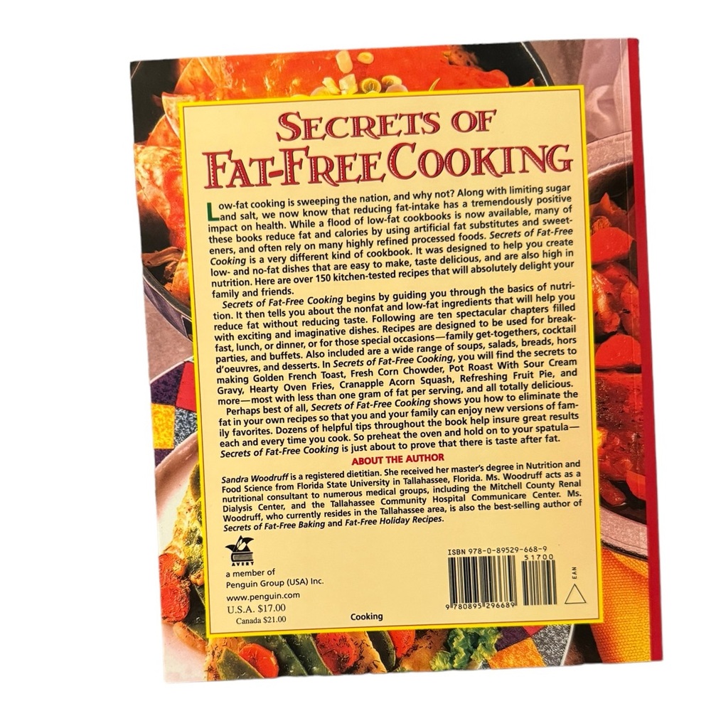 (Book) “Secrets To Fat-Free Cooking,” By The Author, Sandra Woodruff, RD. - Picture 3 of 5